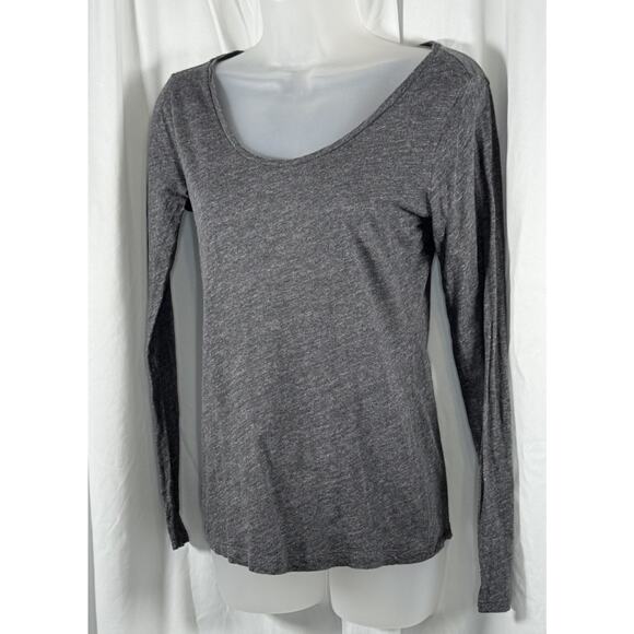 Ann Taylor Loft Cotton Scoop Neck Long Sleeves T-Shirt Heather Gray XS 86-27 - Picture 3 of 12